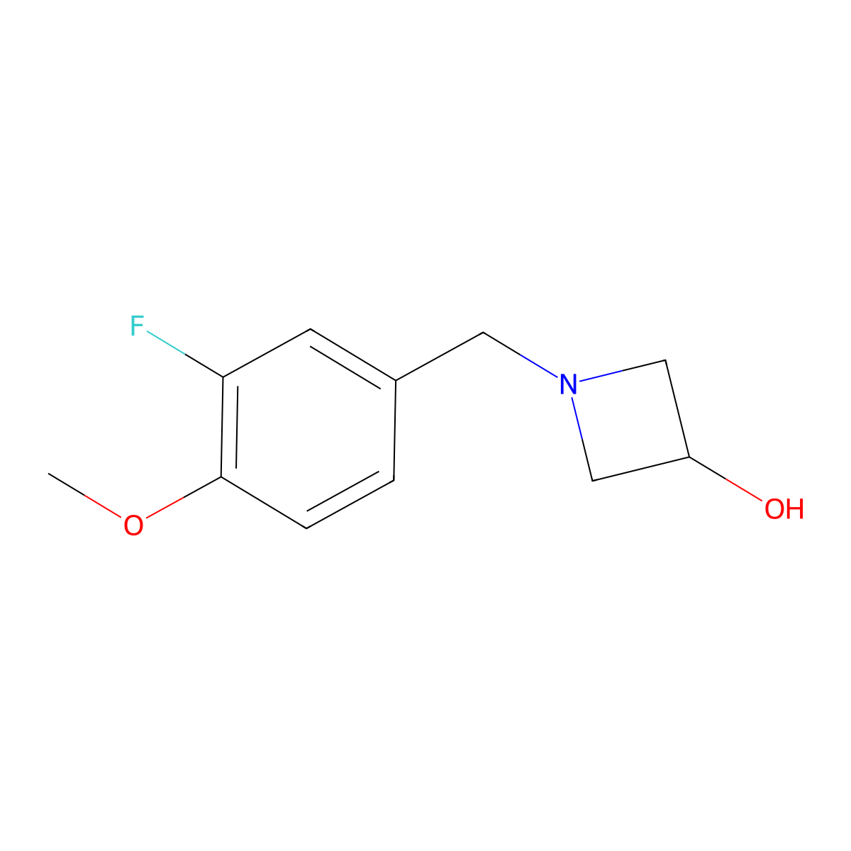 1-[(3-Fluoro-4-methoxyphenyl)methyl]azetidin-3-ol molecular structure, CAS 1341214-43-4
