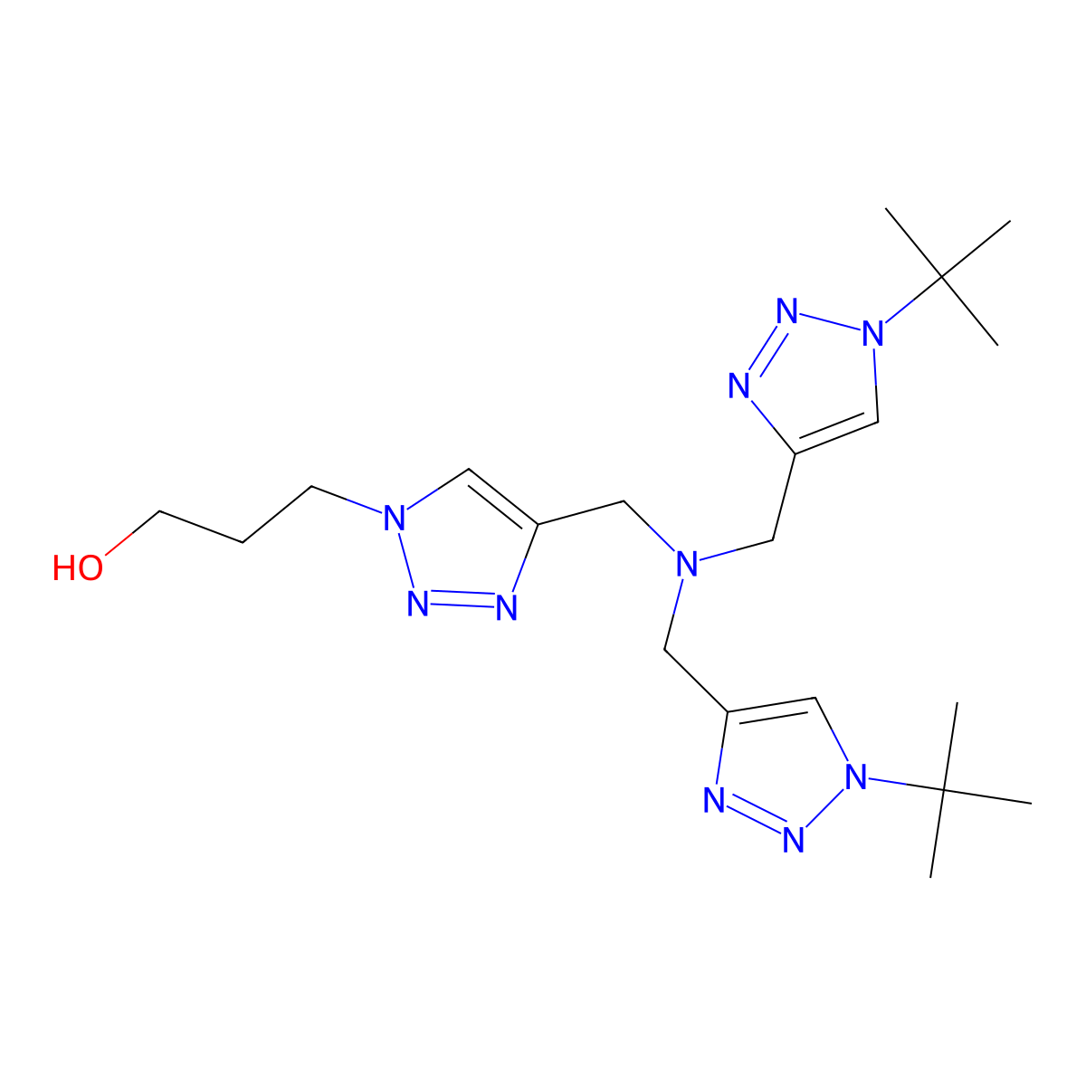 3-(4-((Bis((1-(tert-butyl)-1H-1,2,3-triazol-4-yl)methyl)amino)methyl)-1H-1,2,3-triazol-1-yl)propan-1-ol molecular structure, CAS 1341215-17-5