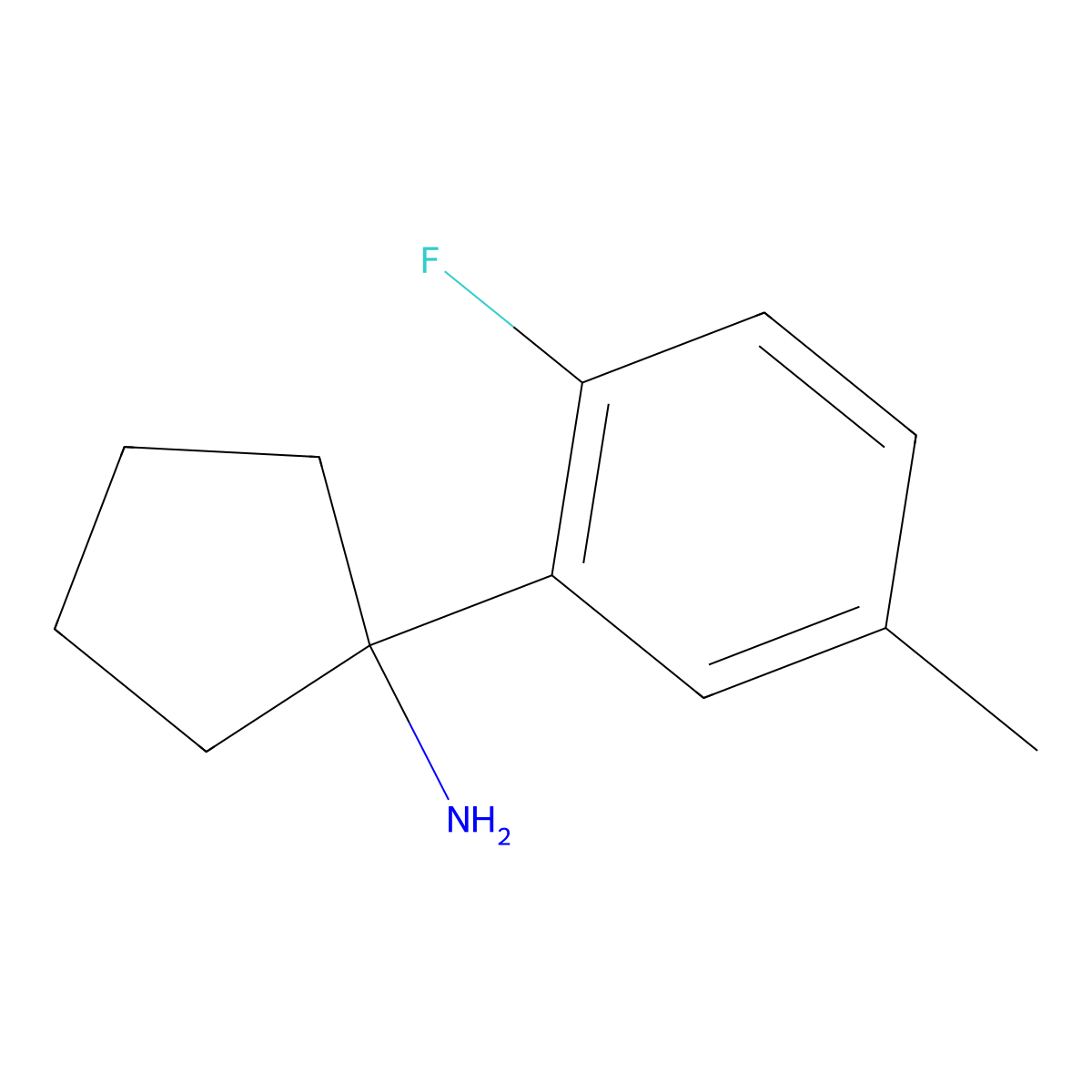 1-(2-Fluoro-5-methylphenyl)cyclopentan-1-amine molecular structure, CAS 1341275-49-7
