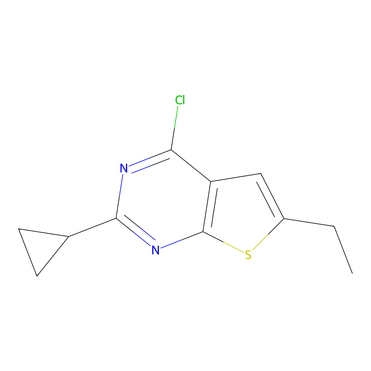 4-Chloro-2-cyclopropyl-6-ethylthieno[2,3-d]pyrimidine molecular structure, CAS 1341276-10-5