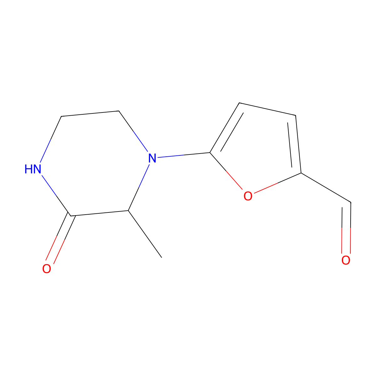 5-(2-Methyl-3-oxopiperazin-1-yl)furan-2-carbaldehyde molecular structure, CAS 1341276-86-5