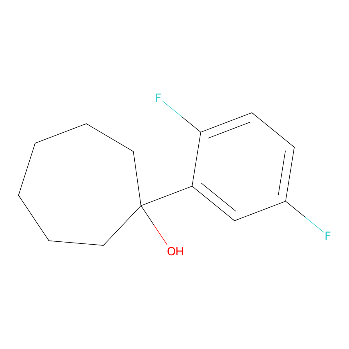1-(2,5-Difluorophenyl)cycloheptanol molecular structure, CAS 1341277-64-2