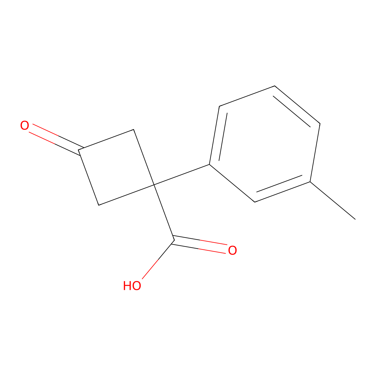 1-(3-Methylphenyl)-3-oxocyclobutane-1-carboxylic acid molecular structure, CAS 1341284-42-1