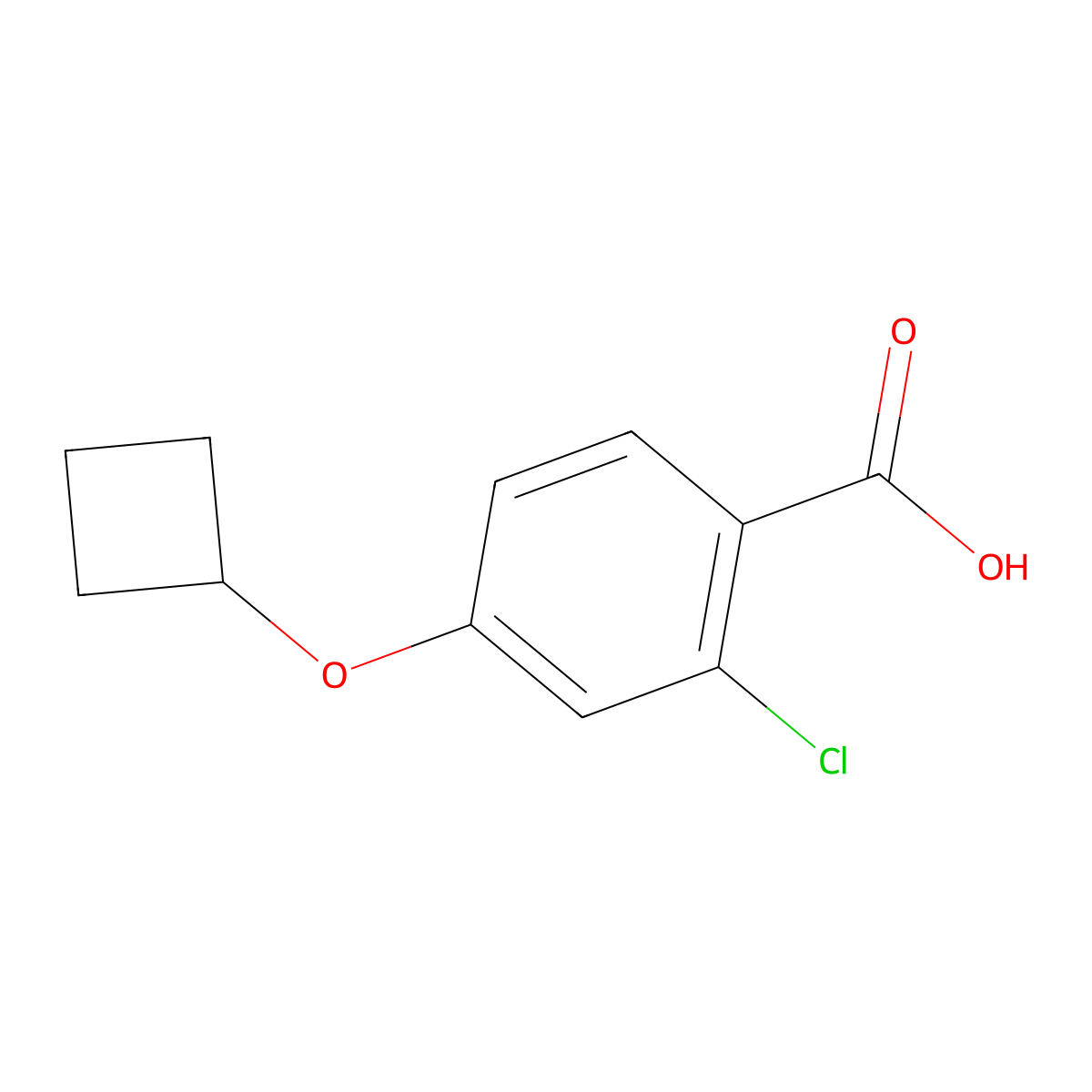 2-Chloro-4-cyclobutoxybenzoic acid molecular structure, CAS 1341286-03-0