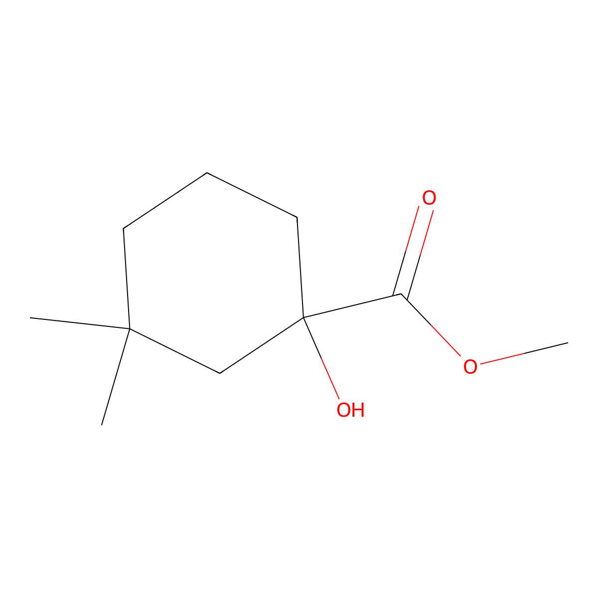 Methyl 1-hydroxy-3,3-dimethylcyclohexane-1-carboxylate molecular structure, CAS 1341286-54-1