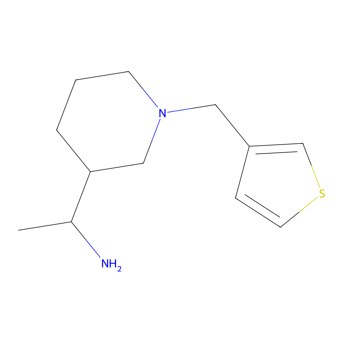 1-(1-(Thiophen-3-ylmethyl)piperidin-3-yl)ethan-1-amine molecular structure, CAS 1341287-89-5