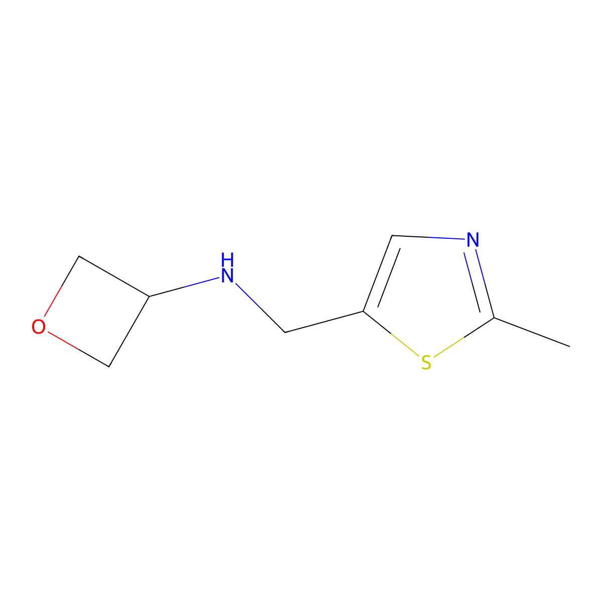 N-((2-Methylthiazol-5-yl)methyl)oxetan-3-amine molecular structure, CAS 1341288-21-8