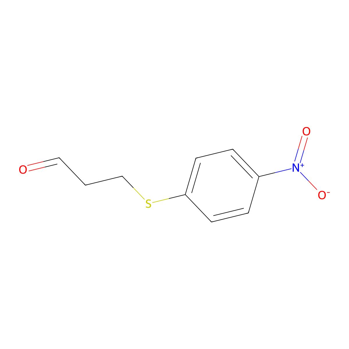 3-((4-Nitrophenyl)thio)propanal molecular structure, CAS 1341288-68-3