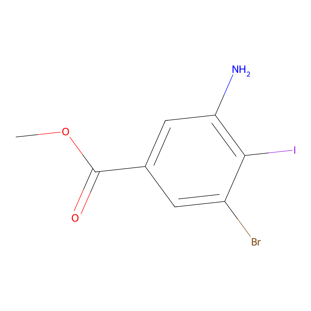 Methyl 3-amino-5-bromo-4-iodobenzoate molecular structure, CAS 1341291-68-6