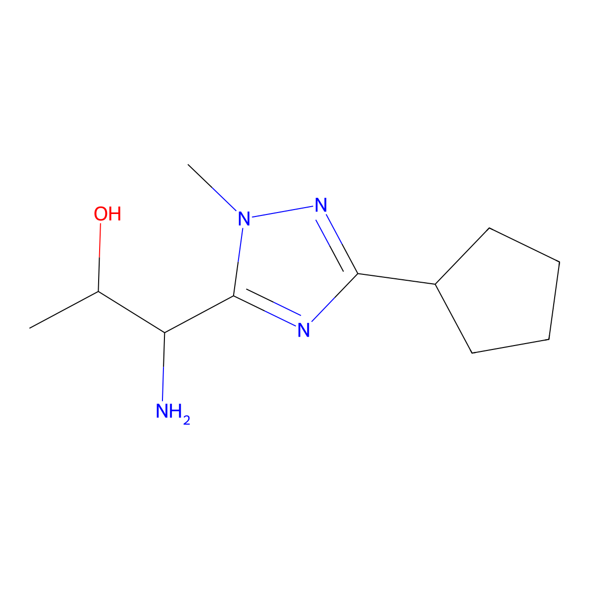 1-Amino-1-(3-cyclopentyl-1-methyl-1h-1,2,4-triazol-5-yl)propan-2-ol molecular structure, CAS 1341291-87-9