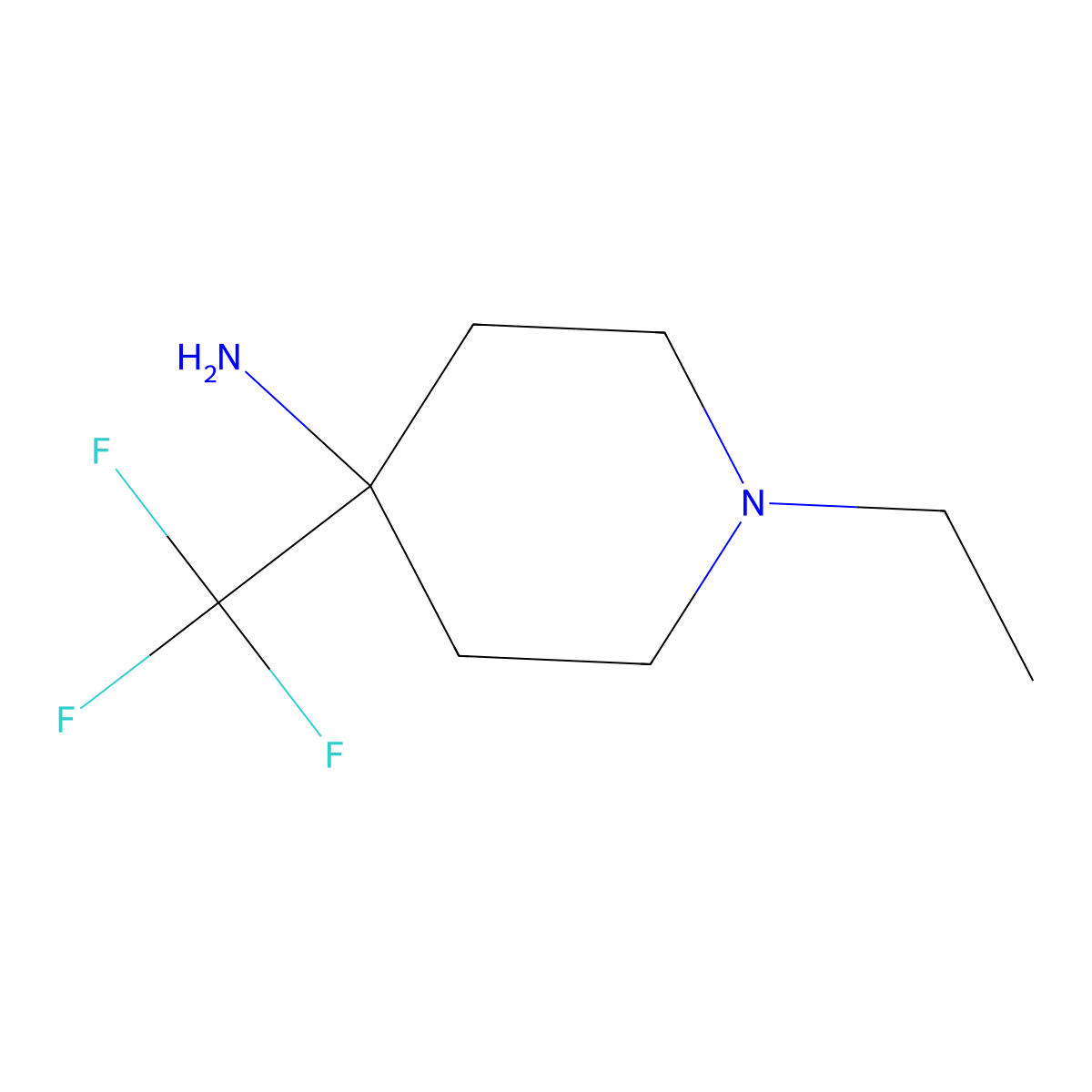 1-Ethyl-4-(trifluoromethyl)piperidin-4-amine molecular structure, CAS 1341292-06-5