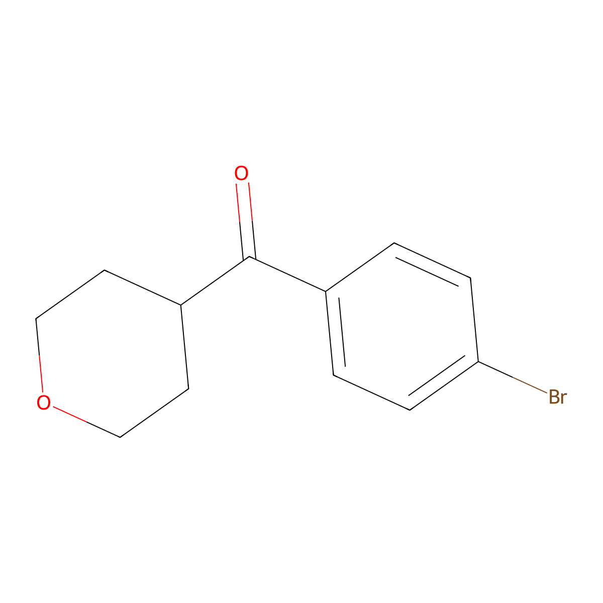4-(4-Bromobenzoyl)oxane molecular structure, CAS 1341292-56-5