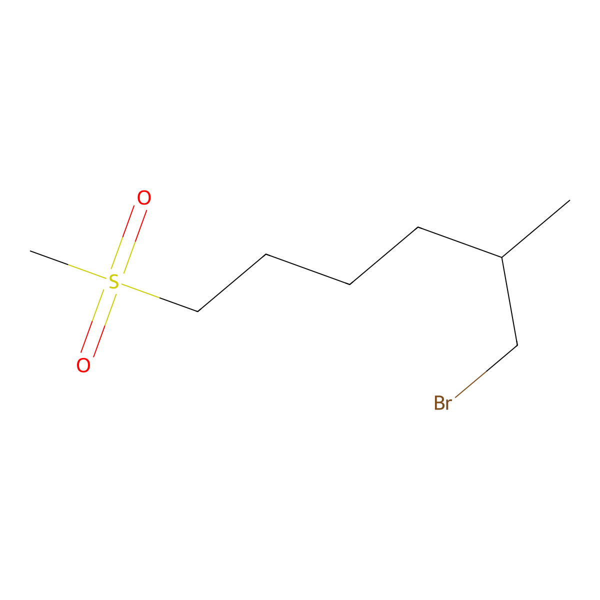 1-Bromo-2-methyl-6-(methylsulfonyl)hexane molecular structure, CAS 1341294-24-3