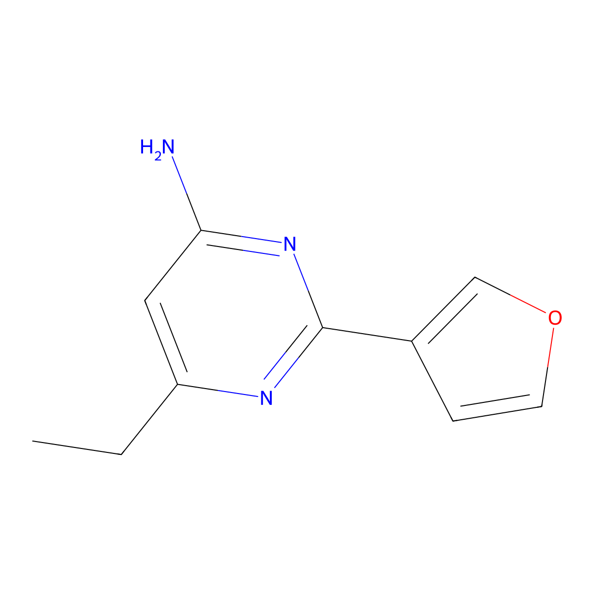 6-Ethyl-2-(furan-3-yl)pyrimidin-4-amine molecular structure, CAS 1341294-33-4