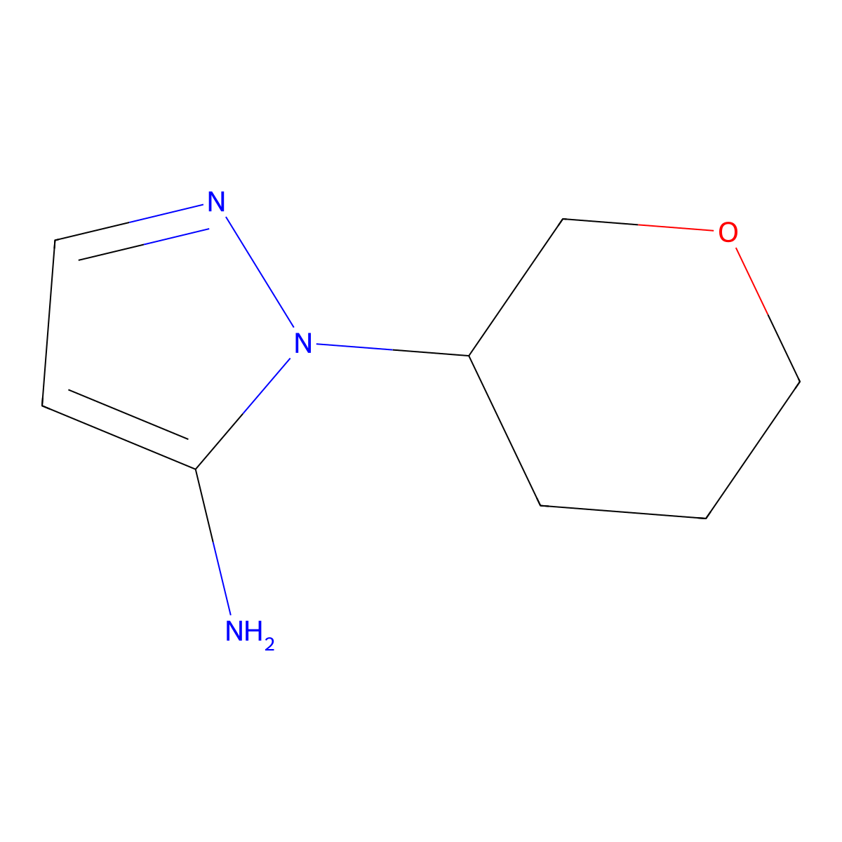 1-(oxan-3-yl)-1H-pyrazol-5-amine molecular structure, CAS 1341295-64-4
