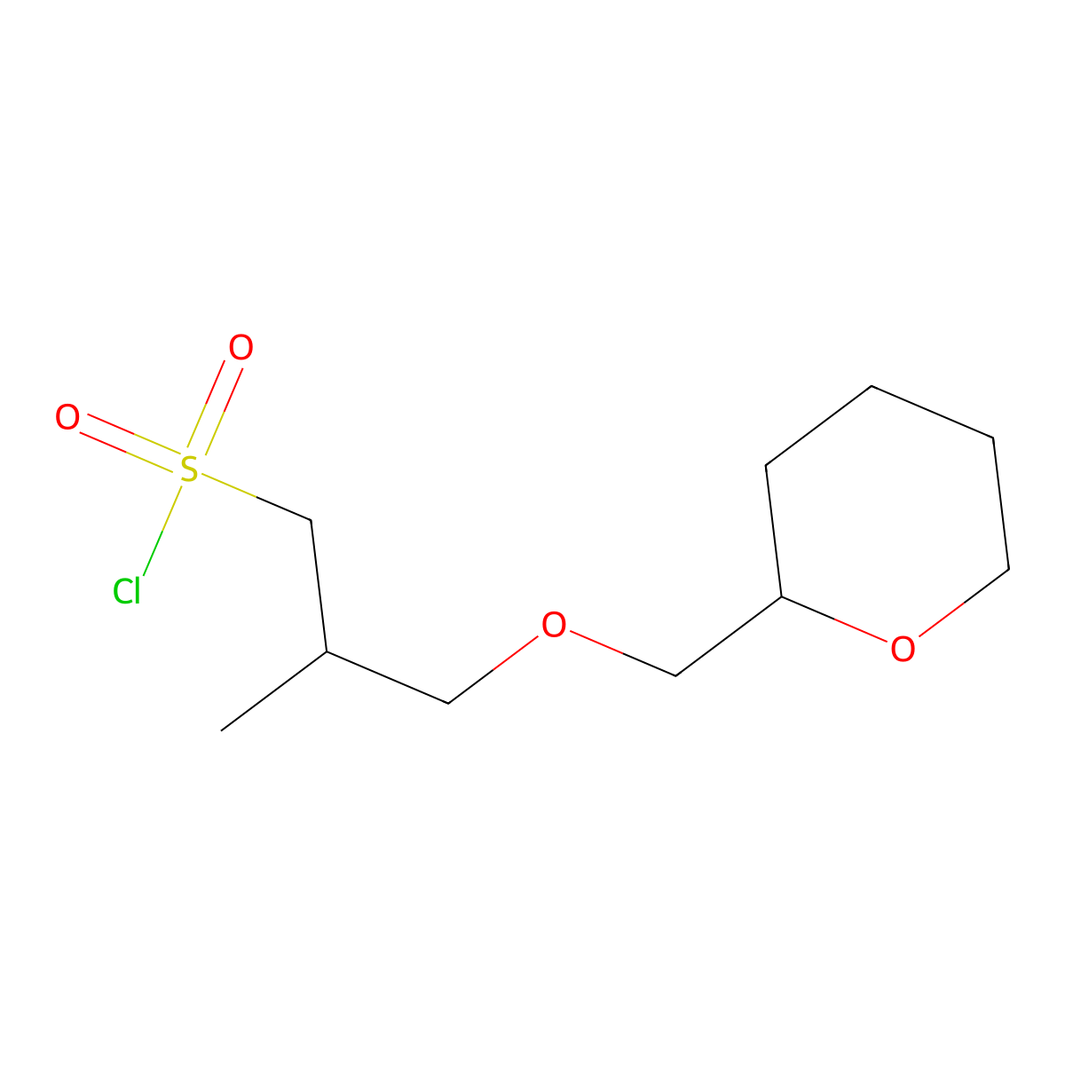 2-Methyl-3-[(oxan-2-yl)methoxy]propane-1-sulfonyl chloride molecular structure, CAS 1341297-58-2