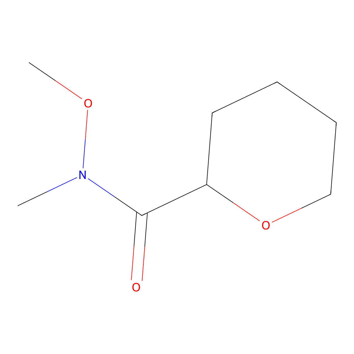 N-methoxy-N-methyloxane-2-carboxamide molecular structure, CAS 1341300-39-7