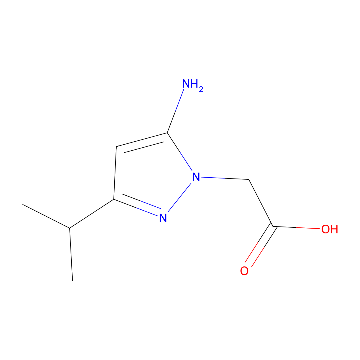 2-[5-amino-3-(propan-2-yl)-1H-pyrazol-1-yl]acetic acid molecular structure, CAS 1341304-36-6