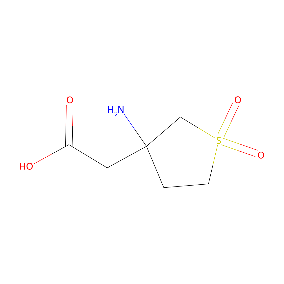 2-(3-Amino-1,1-dioxidotetrahydrothiophen-3-yl)acetic acid molecular structure, CAS 1341305-02-9