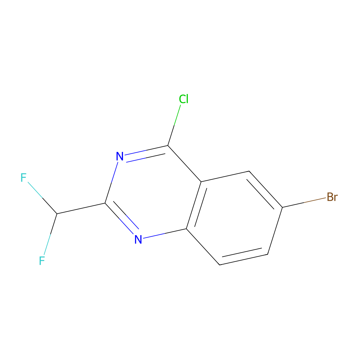 6-Bromo-4-chloro-2-(difluoromethyl)quinazoline molecular structure, CAS 1341305-19-8