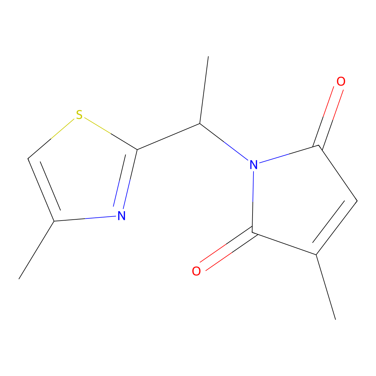 3-methyl-1-[1-(4-methyl-1,3-thiazol-2-yl)ethyl]-2,5-dihydro-1H-pyrrole-2,5-dione molecular structure, CAS 1341305-75-6