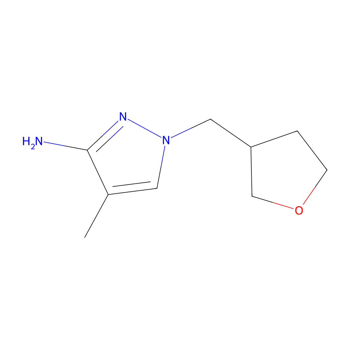 4-Methyl-1-[(oxolan-3-yl)methyl]-1H-pyrazol-3-amine molecular structure, CAS 1341311-34-9