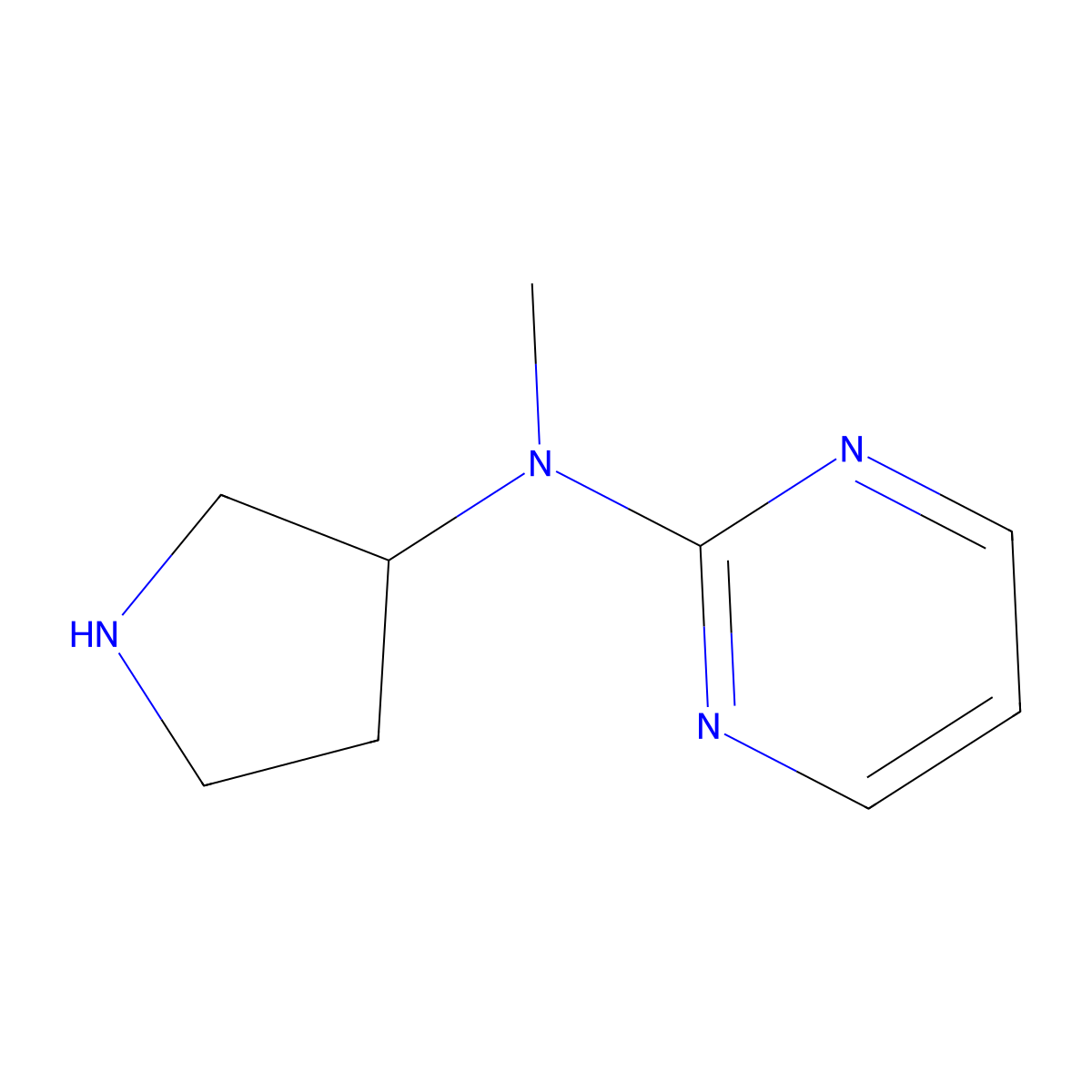 N-methyl-N-(pyrrolidin-3-yl)pyrimidin-2-amine molecular structure, CAS 1341316-51-5