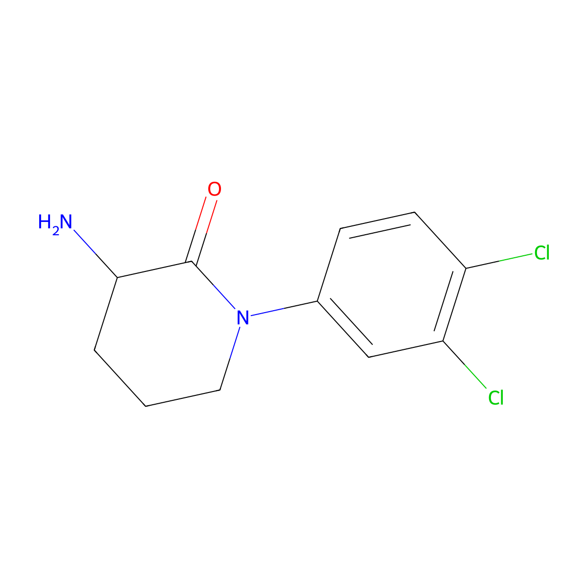 3-Amino-1-(3,4-dichlorophenyl)piperidin-2-one molecular structure, CAS 1341323-06-5