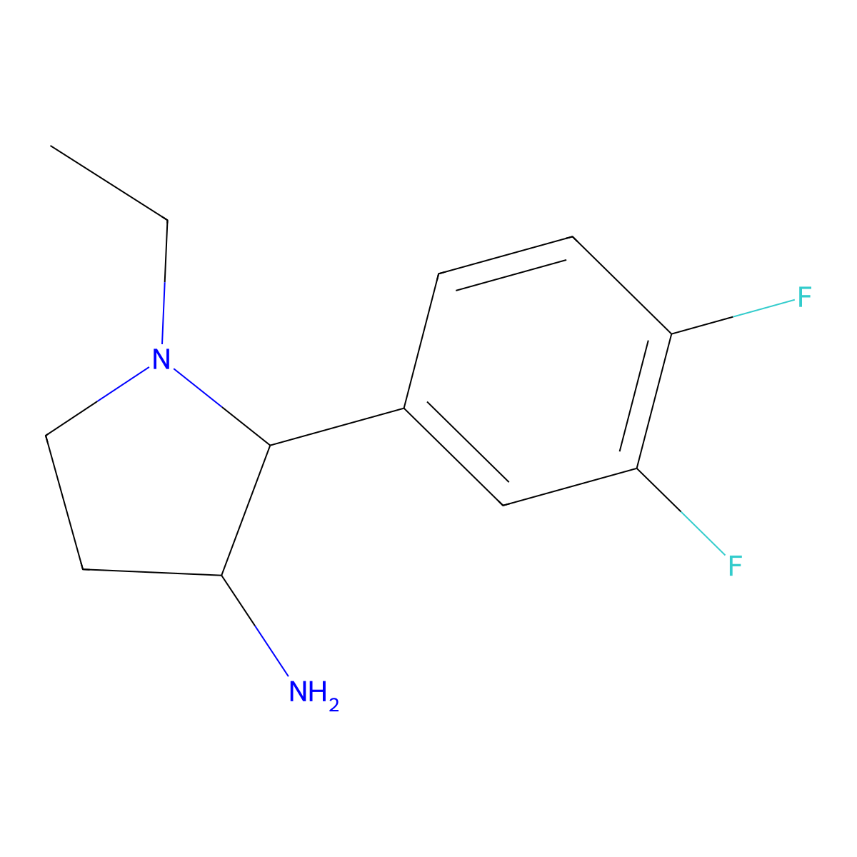 2-(3,4-Difluorophenyl)-1-ethylpyrrolidin-3-amine molecular structure, CAS 1341325-03-8