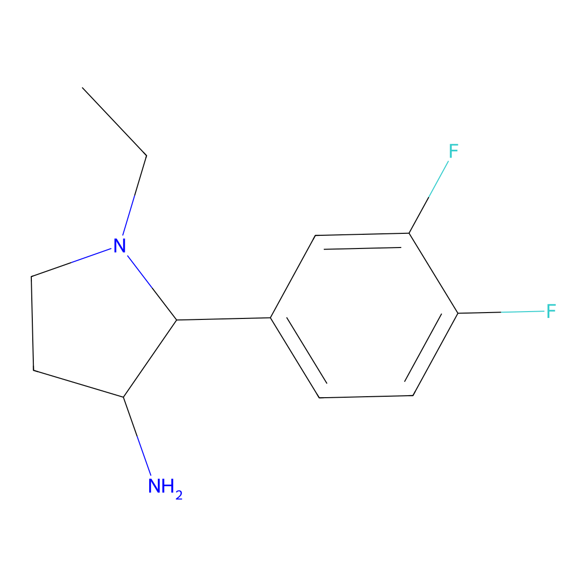 2-(3,4-Difluorophenyl)-1-ethylpyrrolidin-3-amine molecular structure, CAS 1341325-03-8