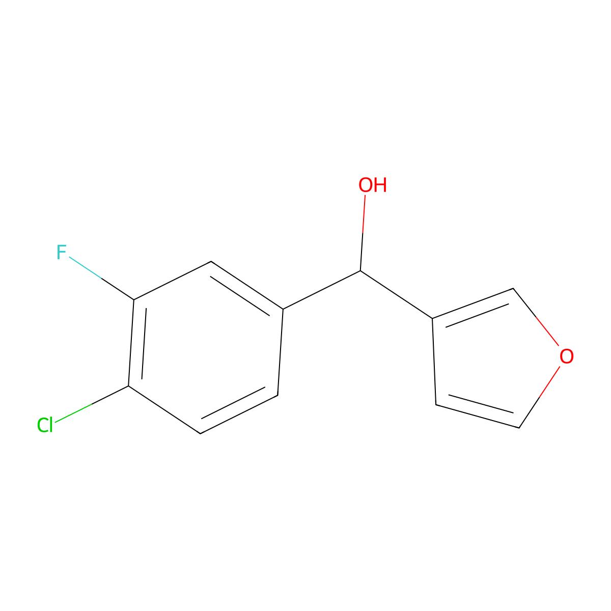(4-Chloro-3-fluorophenyl)(furan-3-yl)methanol molecular structure, CAS 1341327-48-7
