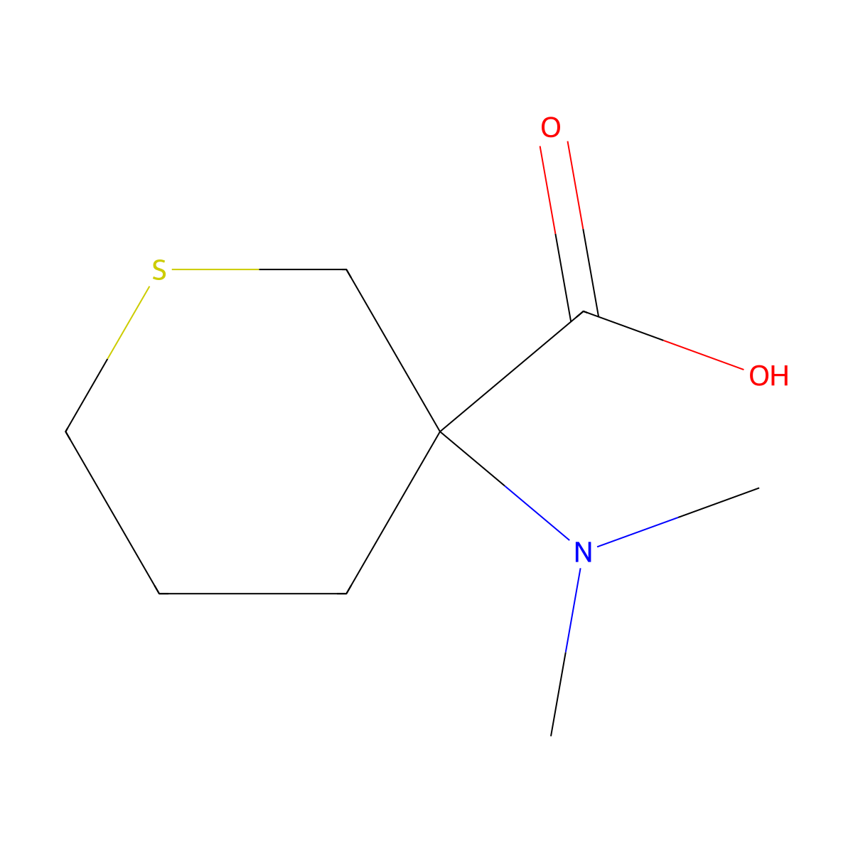 3-(Dimethylamino)thiane-3-carboxylic acid molecular structure, CAS 1341328-00-4