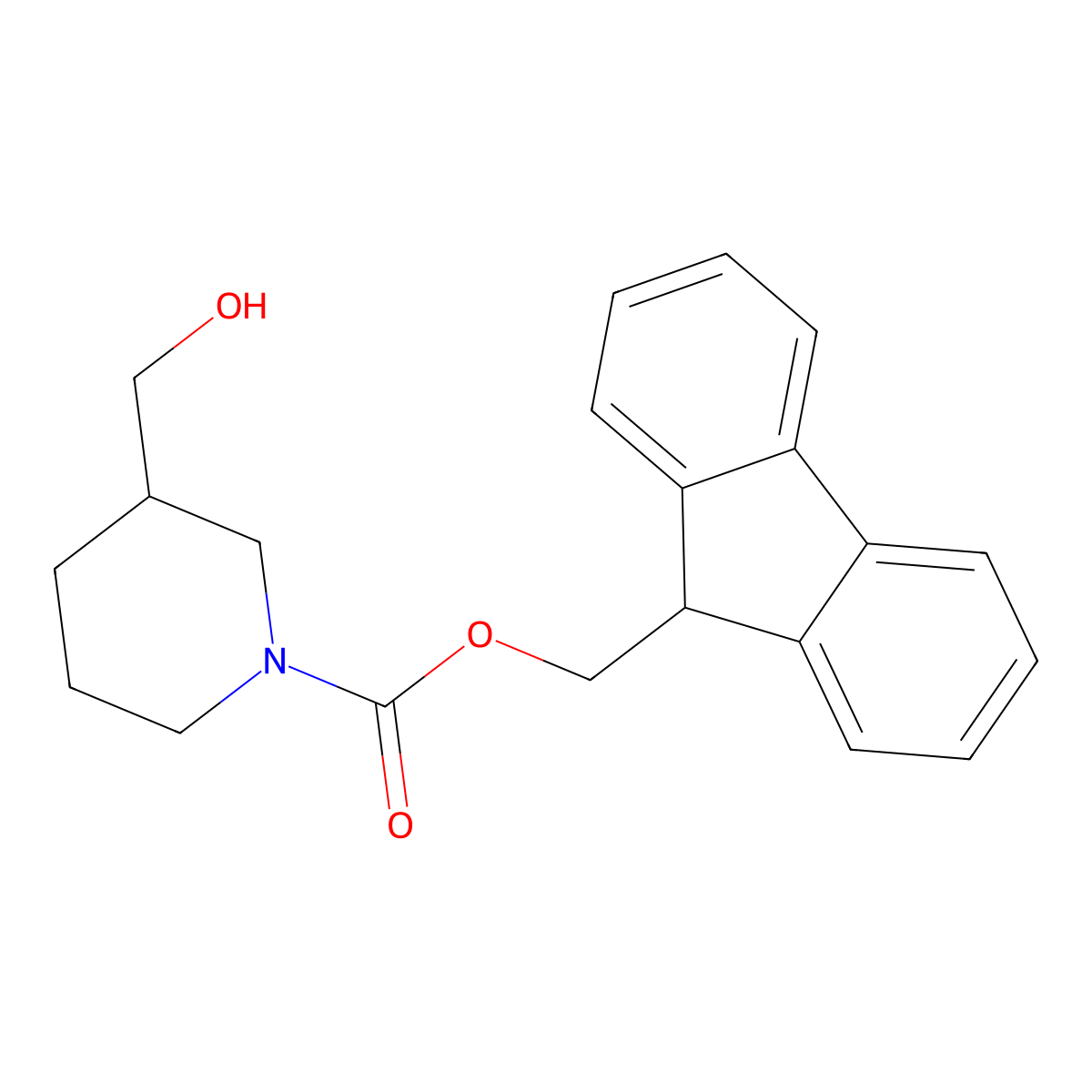 1-Fmoc-3-(hydroxymethyl)piperidine molecular structure, CAS 1341328-61-7