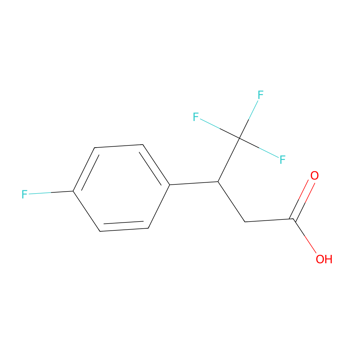 4,4,4-Trifluoro-3-(4-fluorophenyl)butanoic acid molecular structure, CAS 1341330-88-8