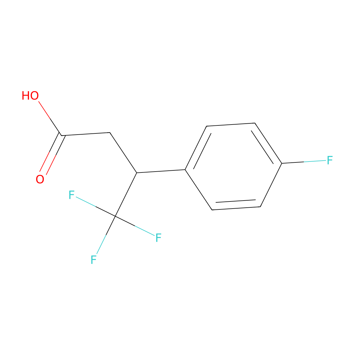 4,4,4-Trifluoro-3-(4-fluorophenyl)butanoic acid molecular structure, CAS 1341330-88-8