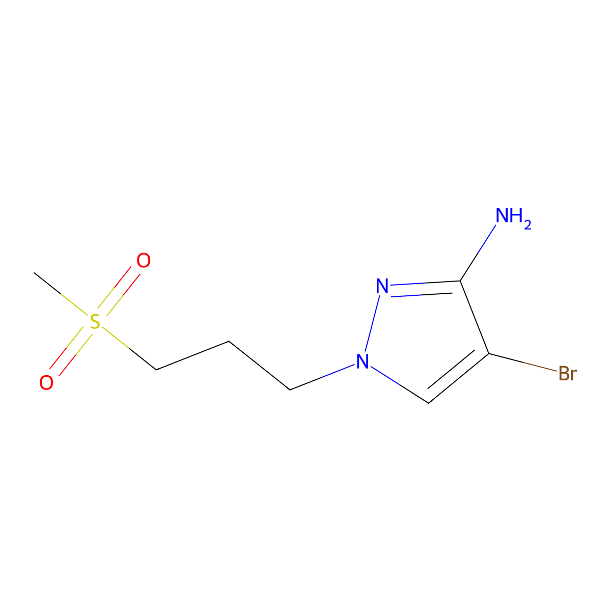 4-Bromo-1-(3-(methylsulfonyl)propyl)-1h-pyrazol-3-amine molecular structure, CAS 1341331-85-8