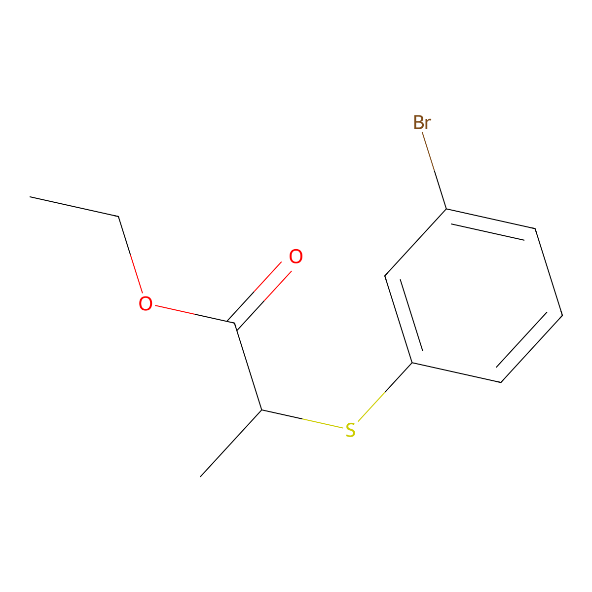 Ethyl 2-(3-bromophenyl)sulfanylpropanoate molecular structure, CAS 1341335-88-3