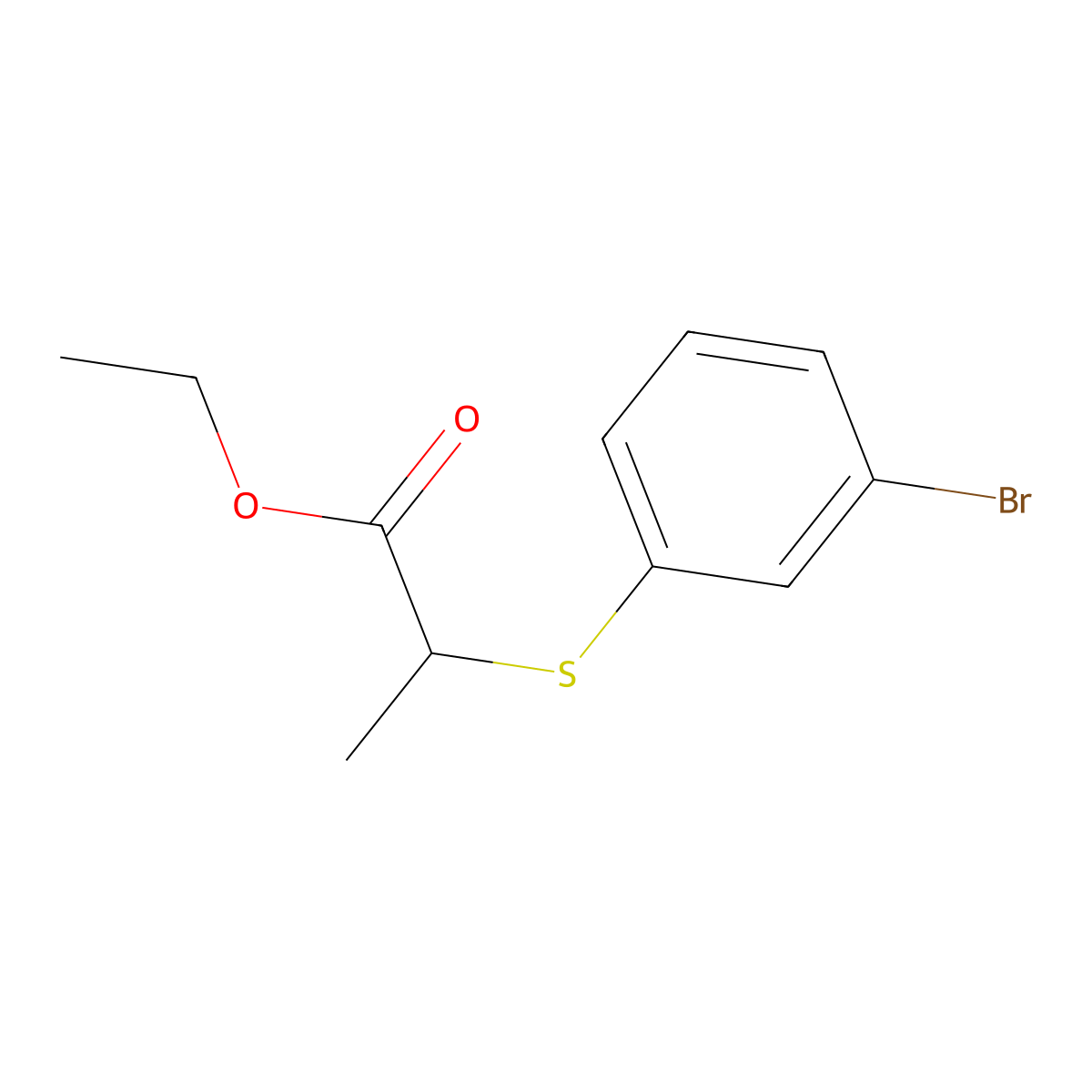 Ethyl 2-(3-bromophenyl)sulfanylpropanoate molecular structure, CAS 1341335-88-3
