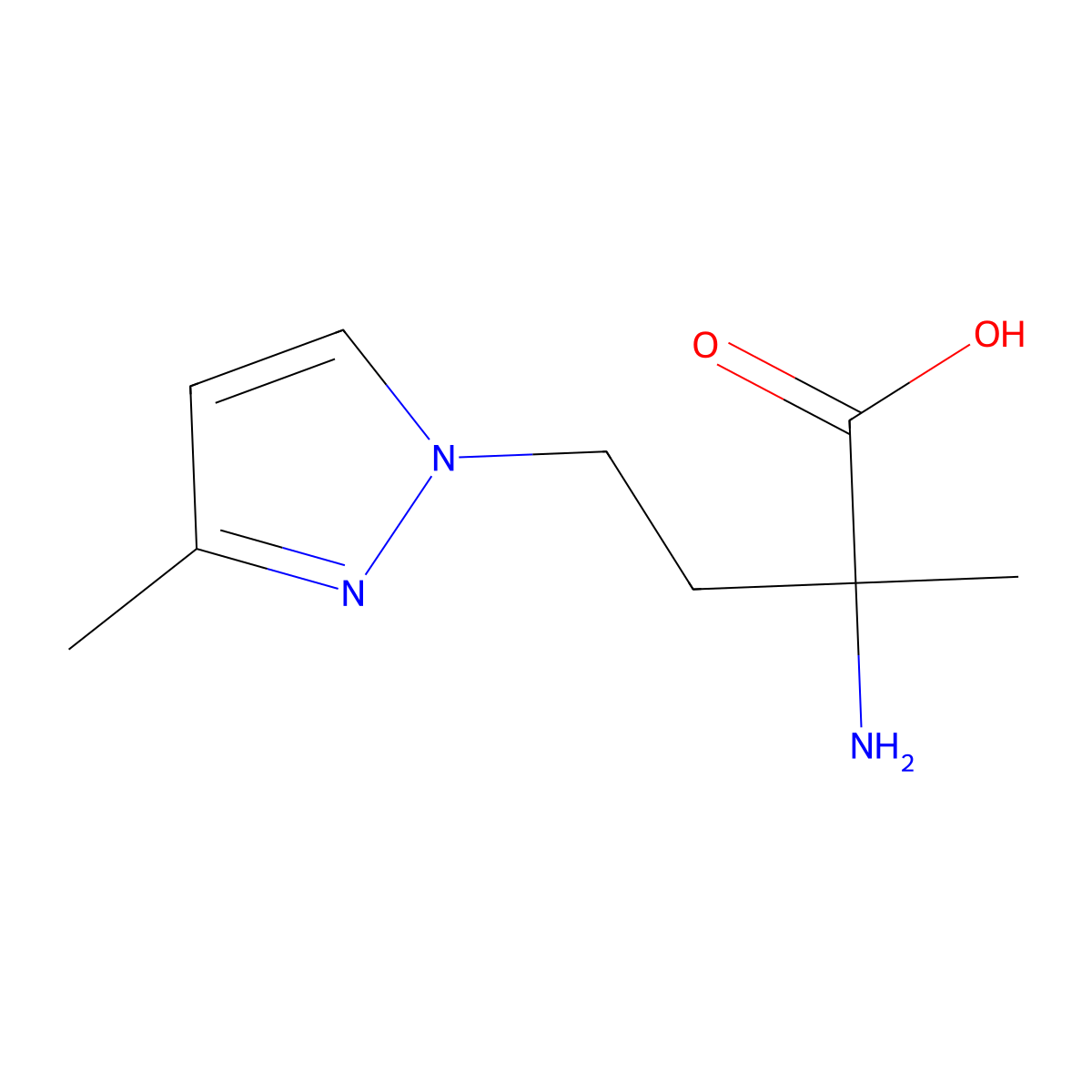 2-Amino-2-methyl-4-(3-methyl-1h-pyrazol-1-yl)butanoic acid molecular structure, CAS 1341335-94-1