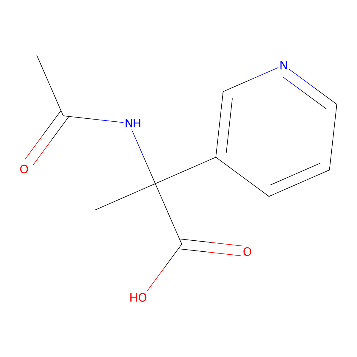 2-Acetamido-2-(pyridin-3-yl)propanoic acid molecular structure, CAS 1341336-34-2