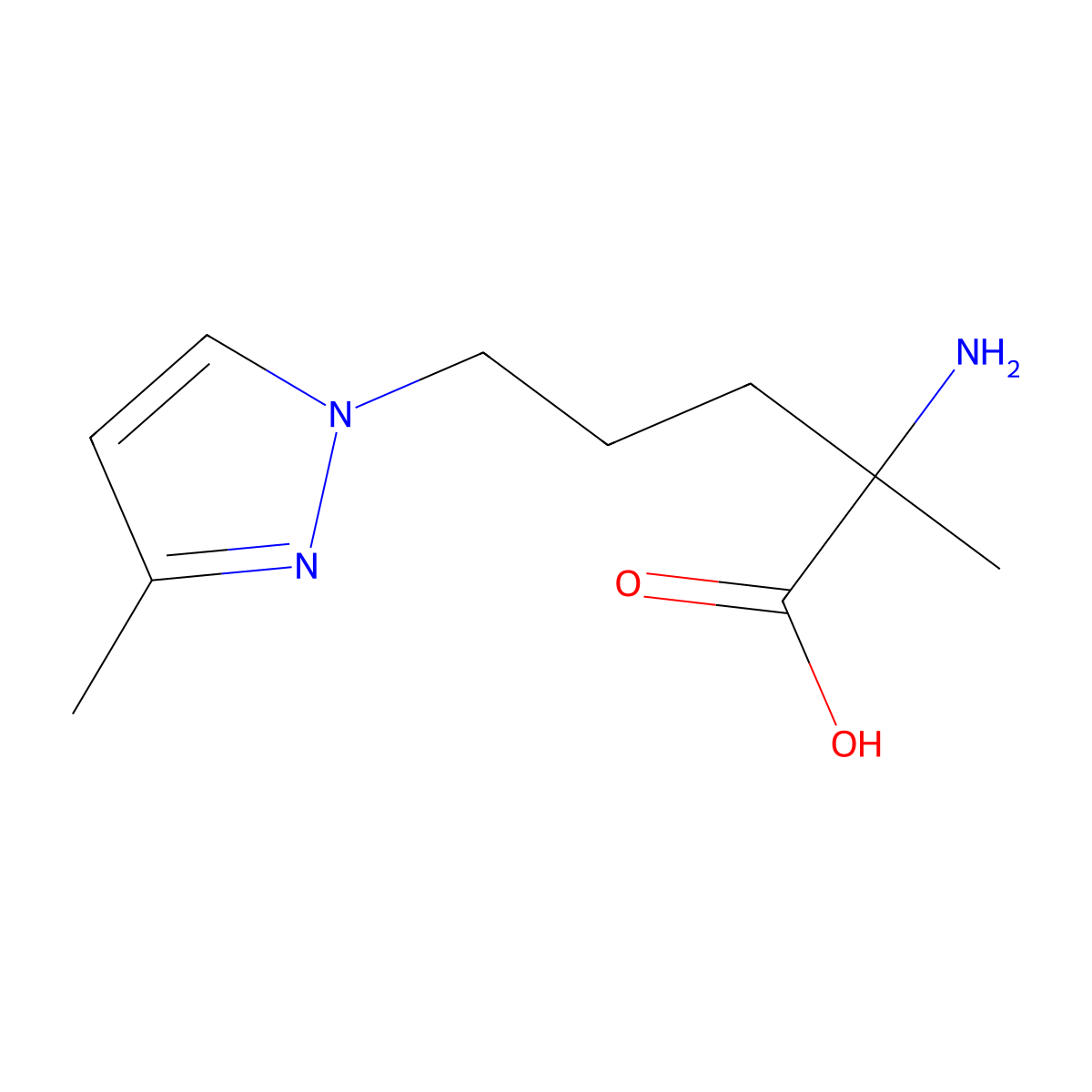 2-Amino-2-methyl-5-(3-methyl-1h-pyrazol-1-yl)pentanoic acid molecular structure, CAS 1341341-77-2