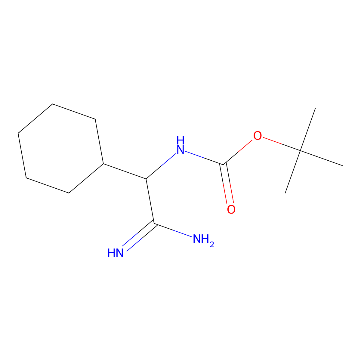 tert-butyl N-(carbamimidoyl(cyclohexyl)methyl)carbamate molecular structure, CAS 1341344-97-5