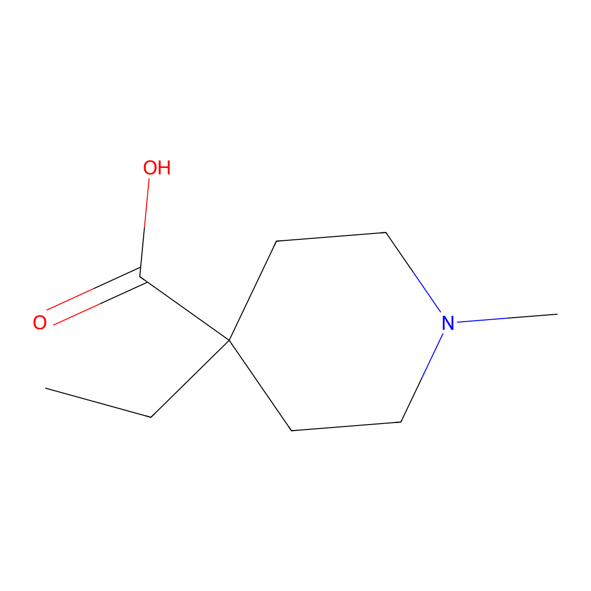 4-Ethyl-1-methylpiperidine-4-carboxylic acid molecular structure, CAS 1341350-16-0