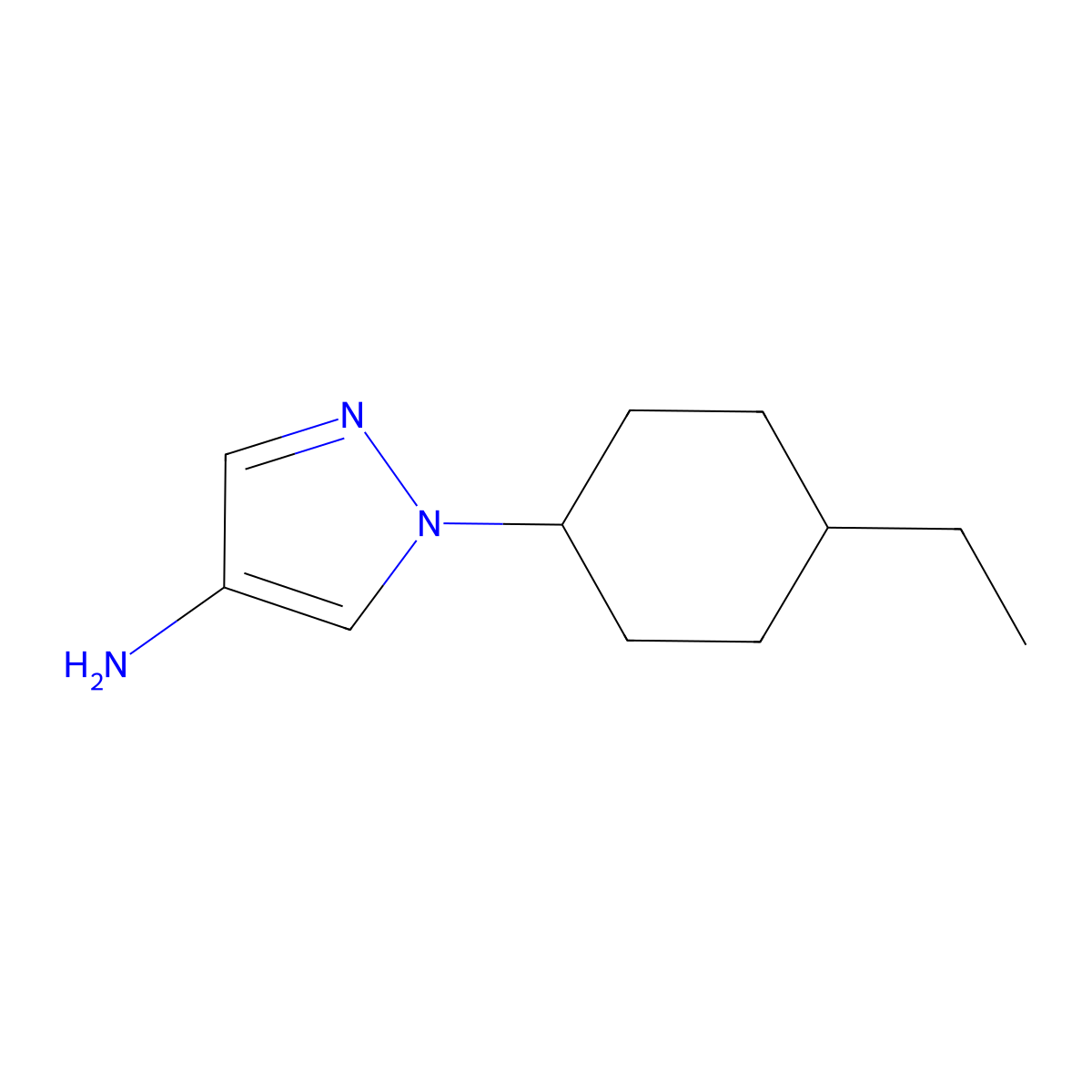 1-(4-ethylcyclohexyl)-1H-pyrazol-4-amine molecular structure, CAS 1341351-05-0