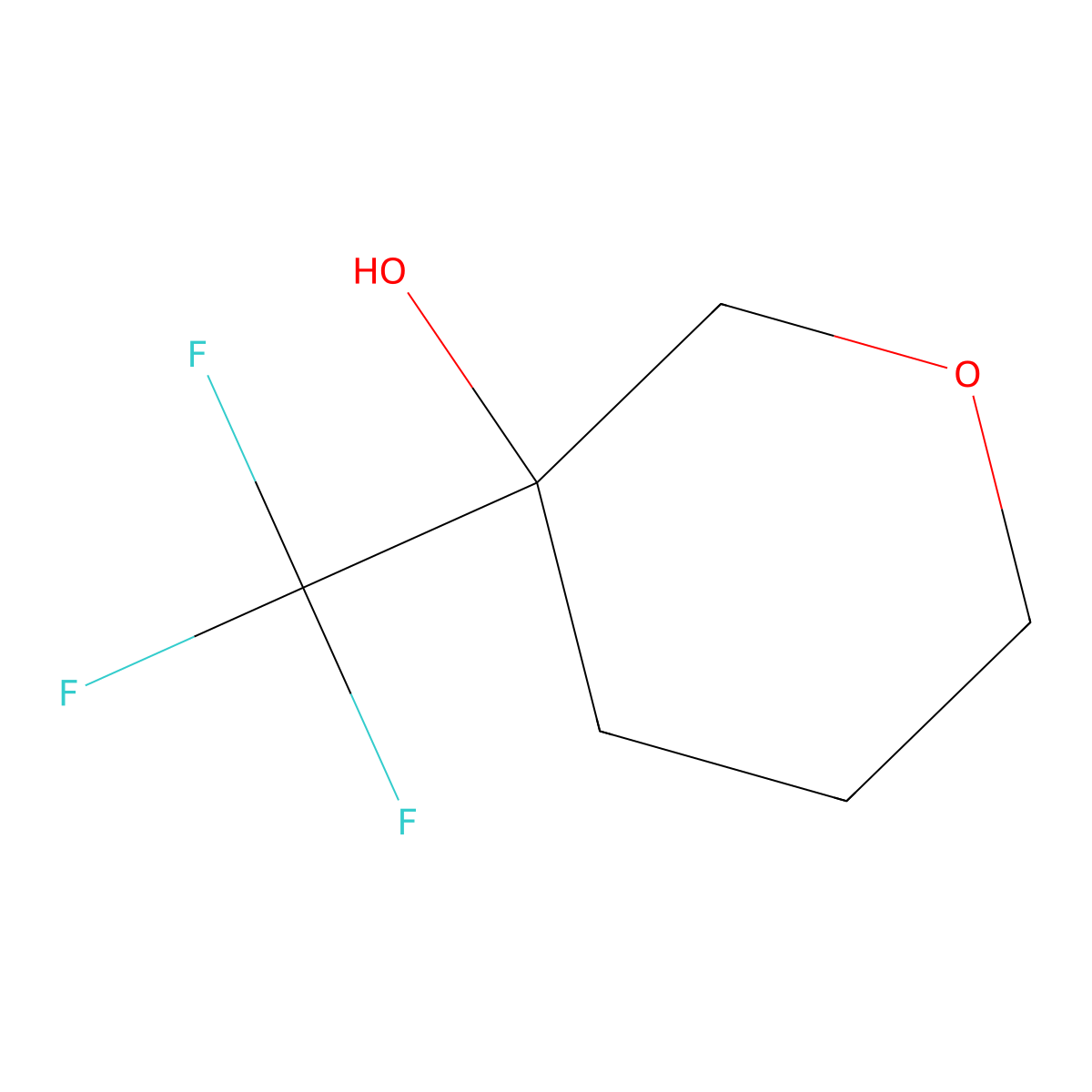 3-(Trifluoromethyl)oxan-3-ol molecular structure, CAS 1341352-20-2