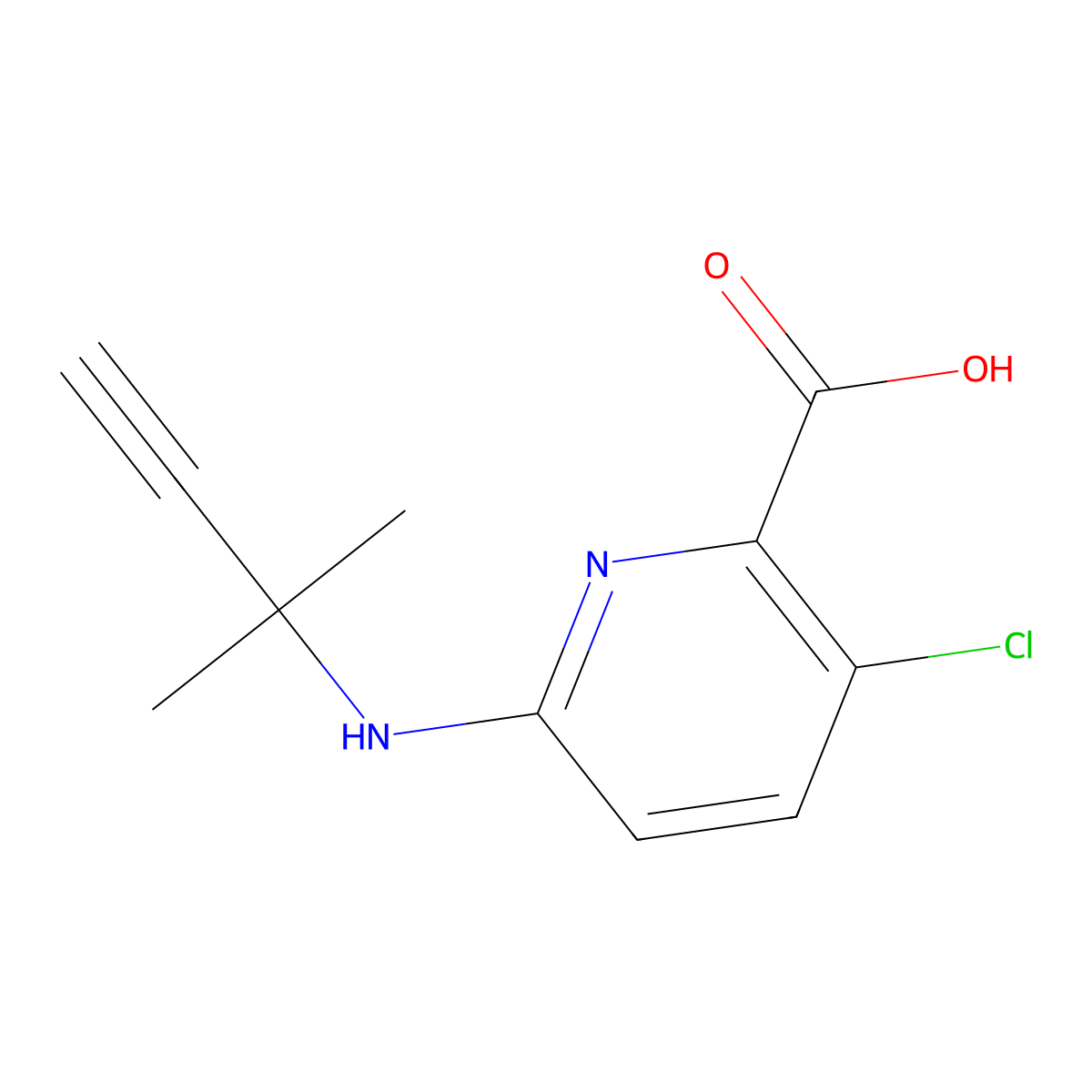3-Chloro-6-[(2-methylbut-3-yn-2-yl)amino]pyridine-2-carboxylic acid molecular structure, CAS 1341354-25-3