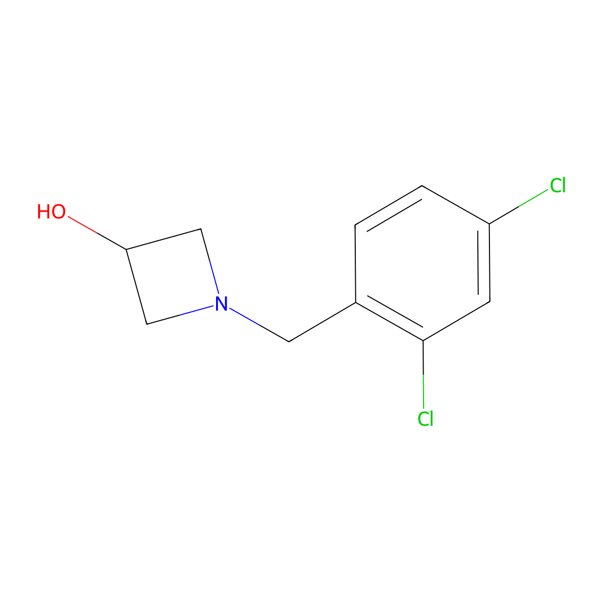 1-[(2,4-Dichlorophenyl)methyl]azetidin-3-ol molecular structure, CAS 1341363-13-0