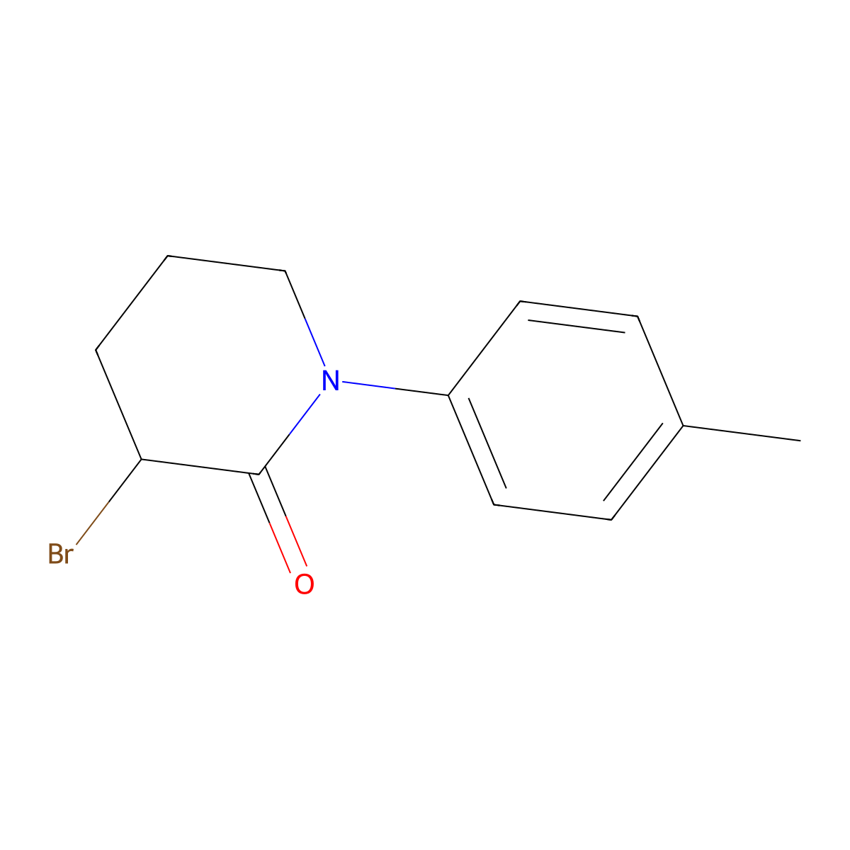 3-Bromo-1-(4-methylphenyl)piperidin-2-one molecular structure, CAS 1341366-78-6