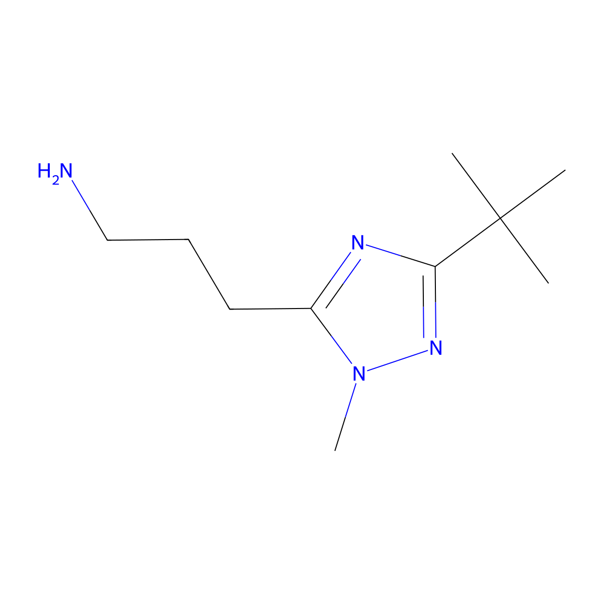 3-(3-(Tert-butyl)-1-methyl-1h-1,2,4-triazol-5-yl)propan-1-amine molecular structure, CAS 1341366-85-5