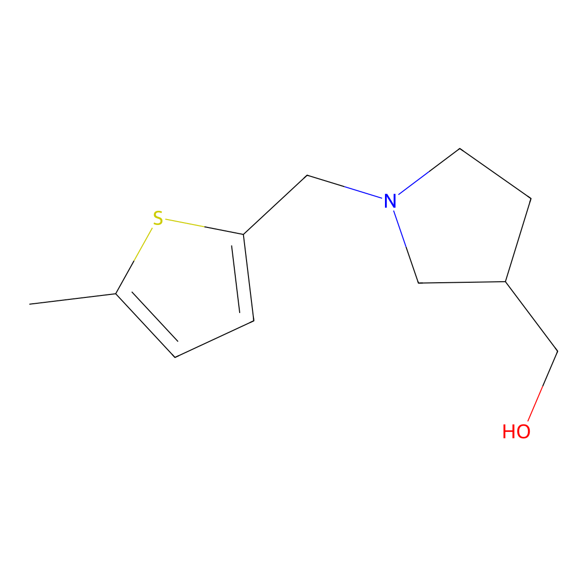 {1-[(5-Methylthiophen-2-yl)methyl]pyrrolidin-3-yl}methanol molecular structure, CAS 1341367-28-9